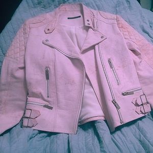 Light pink leather jacket